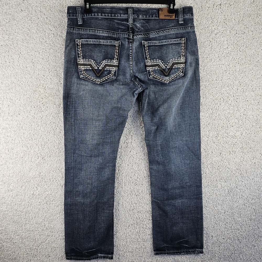 Flypaper Jeans Mens 36x32 Straight Leg Loose Baggy Embroidered Y2k